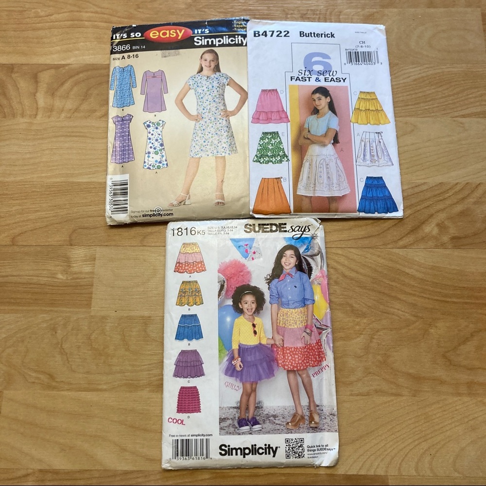 3 girls’ sewing patterns - skirts and dresses